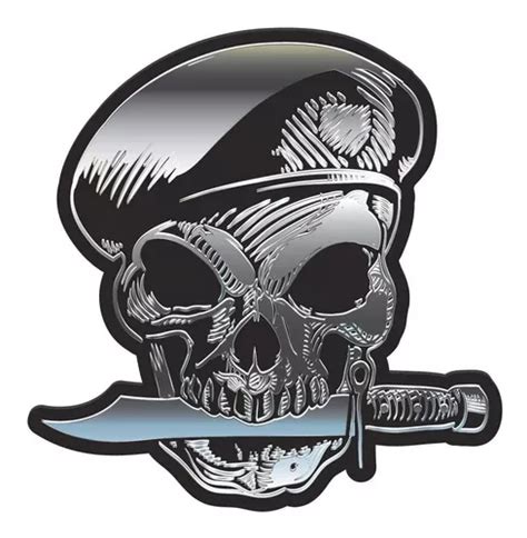 Emblema Calavera Cuchillo Militar Cromado Adhesivo Cm Meses Sin Inter S