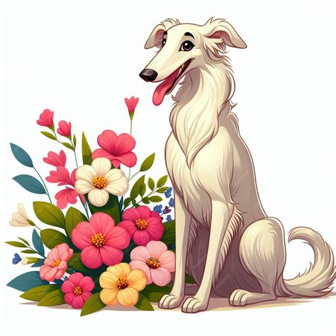 Premium Vector Borzoi Dog Vector Cartoon Illustration