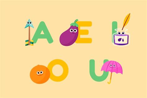 Free Vector Hand Drawn Vowels Illustration