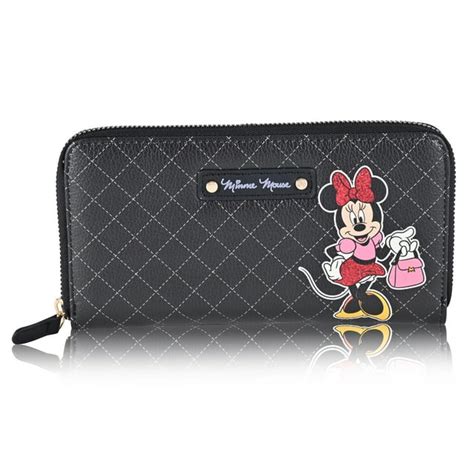 Disney Womens Minnie Mouse Zip Around Wallet Black