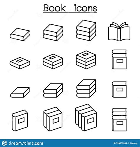 Book Icon Set In Thin Line Style Stock Vector Illustration Of Paper