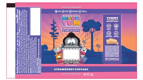 Mighty Yum Plant Based Strawberry Cupcake Protein Bar Individual