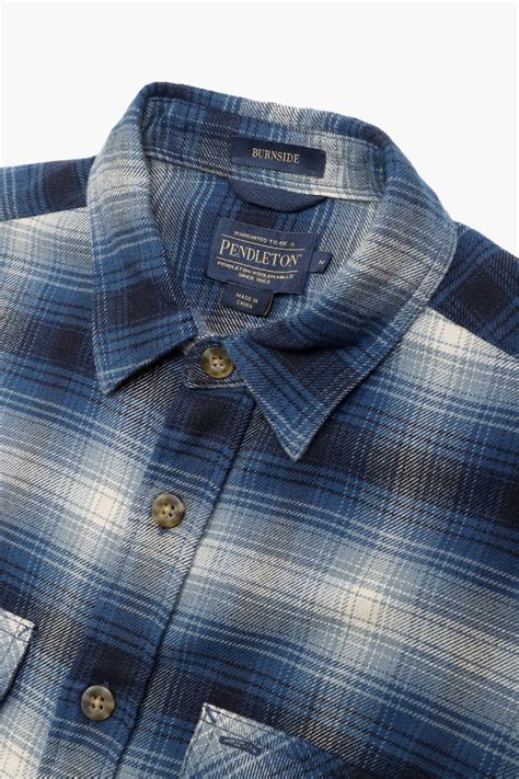 Pendleton Burnside Flannel Shirt Navytan Plaid Graduate Store En
