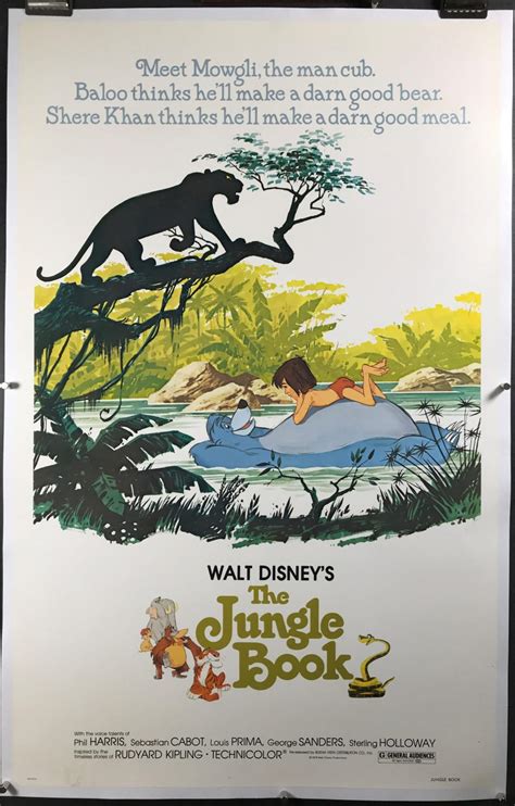 WALT DISNEY'S THE JUNGLE BOOK, Original Vintage Linen Backed Movie ...