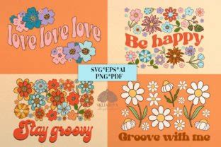 Retro Groovy Flowers Svg Png Eps Graphic By Happywatercolorshop