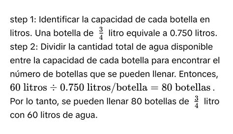 Solved Cuántas botellas de litro se pueden llenar con 3 4 60 litros