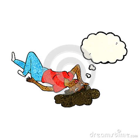 Cartoon Woman Lying On Floor With Thought Bubble Stock Illustration