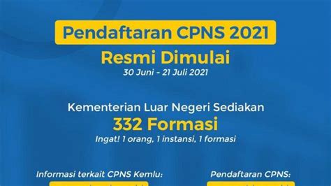 Daftar Formasi CPNS Kemlu 2021 Dilengkapi Jadwal Dan Alur Seleksi CPNS