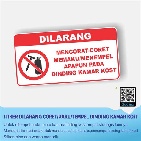 Jual STIKER DILARANG CORET MENEMPEL MEMAKU DINDING KOST 20 X 10 CM