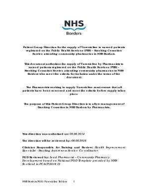 Fillable Online Nhsborders Scot Nhs Patient Group Direction For The S