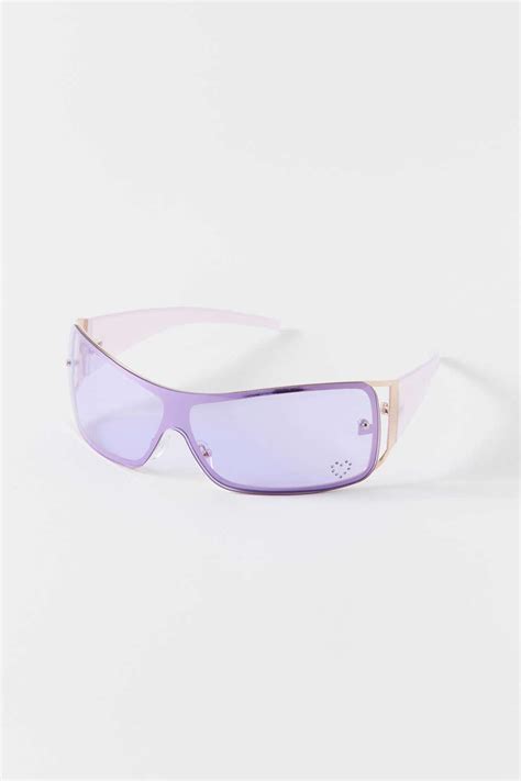 Urban Outfitters Mandi Y2k Shield Sunglasses In Blue Lyst