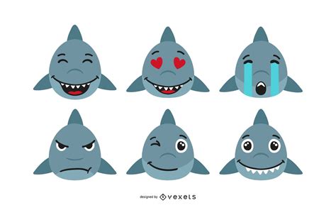 Shark Emoji Set Vector Download