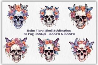 Boho Floral Skull Sublimation Graphic By Aart Ta Creative Fabrica