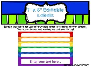 1" x 6" Editable Shelf Labels for your Library Media Center - Bright ...