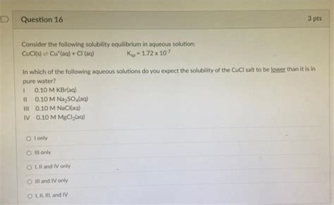 Solved Consider The Following Solubility Equilibrium In Chegg