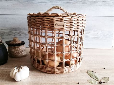 Onion Basket Potato Bin Kitchen Pantry Basket Garlic Etsy