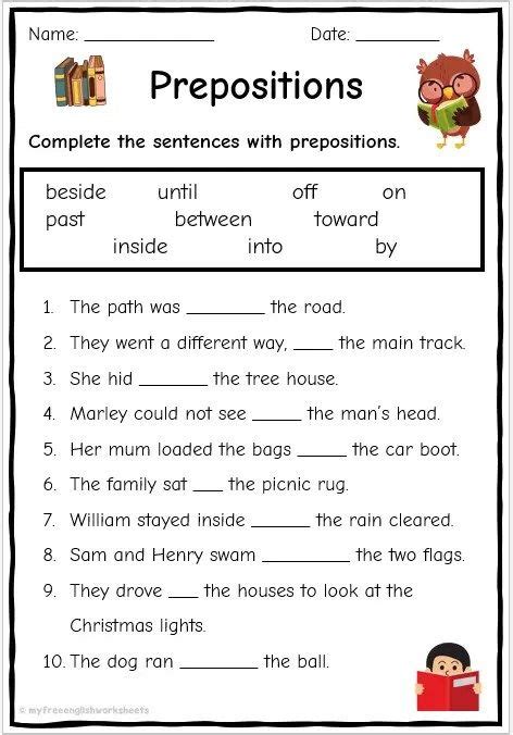 Identify Correct Prepositions Worksheets For Grade 1 Kidpid 3e5