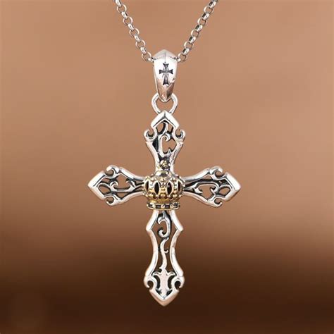 Sterling Silver Crown Cross Necklace Vvv Jewelry