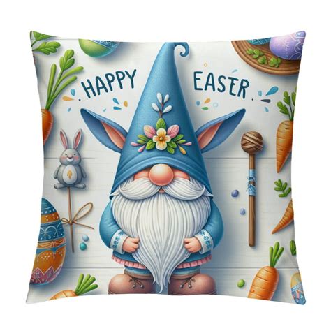 Comio Easter Gnome Decorative Throw Pillow Covers For Spring Easter