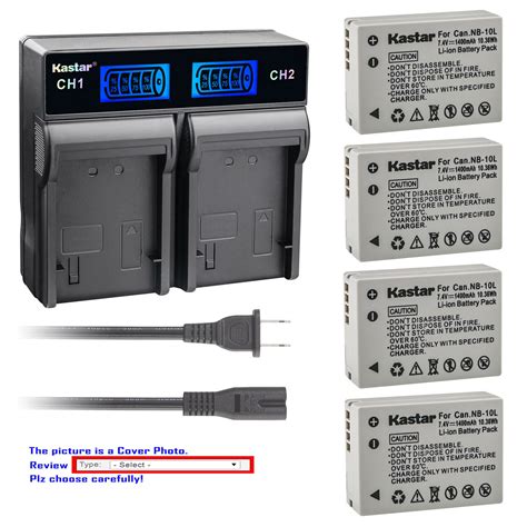 Kastar Battery LCD Rapid Charger For Canon OEM NB 10L 10LH Canon