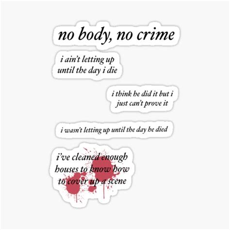 No Body No Crime Sticker Pack Sticker For Sale By Nanowitch Redbubble