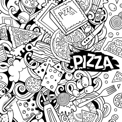 Cartoon Vector Doodles Pizza Frame Background, Tasty, Parmesan, With Background Image And ...