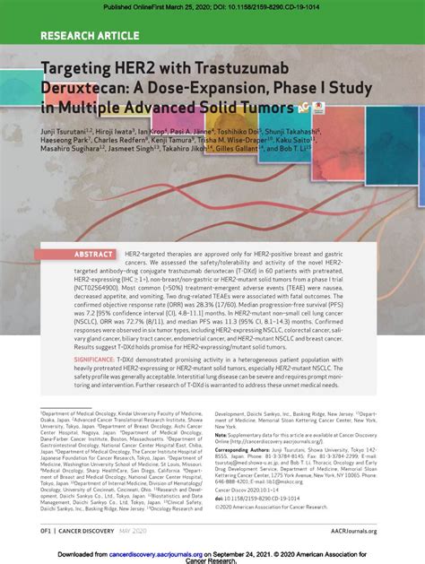 Targeting Her With Trastuzumab Deruxtecan A Dose Expansion Phase I