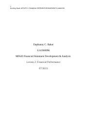 Activity Financial Statement Development And Analysis Docx