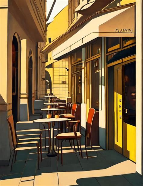 Art Deco Style Cafe Late Afternoon In A City Warm L Openart