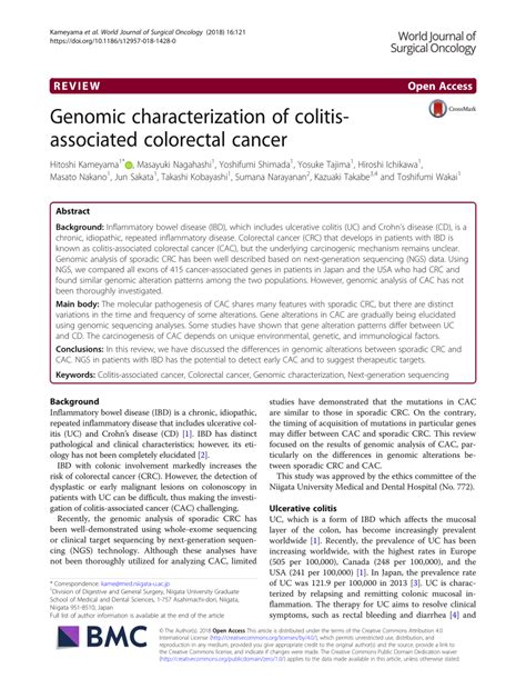 PDF Genomic Characterization Of Colitis Associated Colorectal Cancer