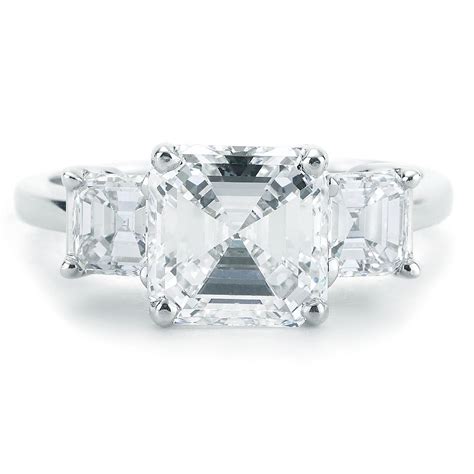 3 44 Cttw Gia Certified Three Stone Asscher Cut Diamond Engagement Ring