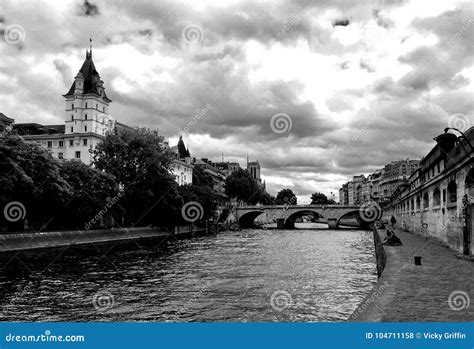 Moody Paris River Walk Along The Seine Editorial Stock Photo Image Of