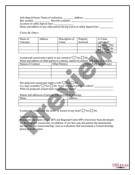 Conservatorship Questionnaire Conservatorship Us Legal Forms