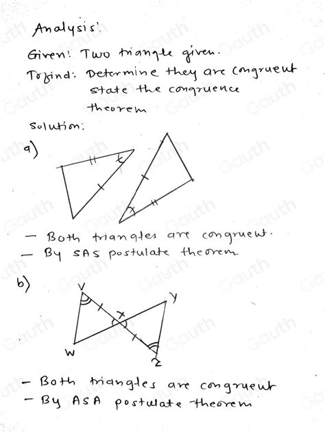 Solved 1 Determine How The Following Triangles Are Congruent State The Congruence Theorem