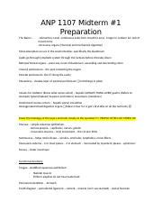 ANP 1107 Midterm 1 Prep Docx ANP 1107 Midterm 1 Preparation The