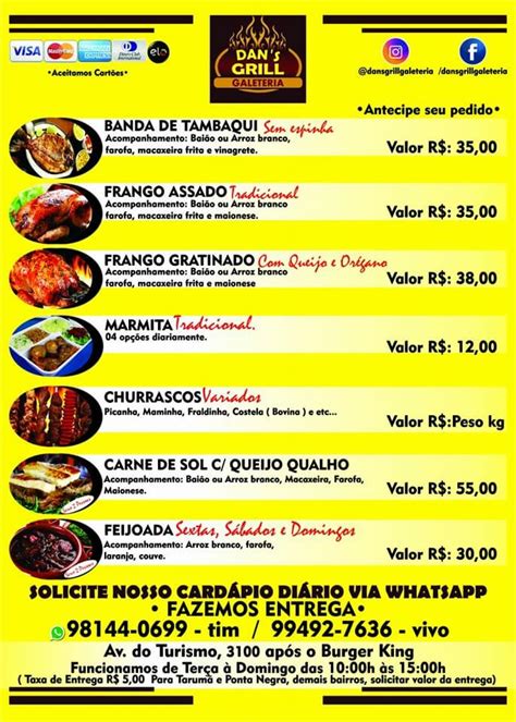 Menu Em Dans Grill Galeteria Restaurante Manaus