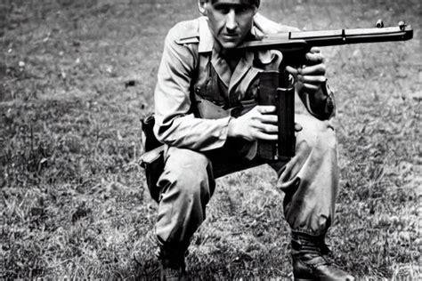 Lionel Messi With A Gun In World War 2 Wide Shot Full Stable