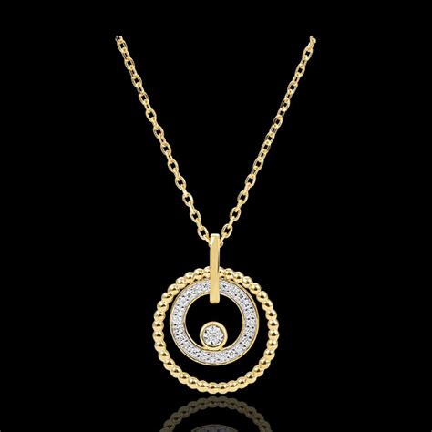 Collier Or Jaune Carats Et Diamants Fleur De Sel Cercle Or