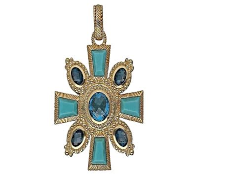 Judith Ripka Turquoise And Blue Topaz K Gold Clad Enhancer Rcbb