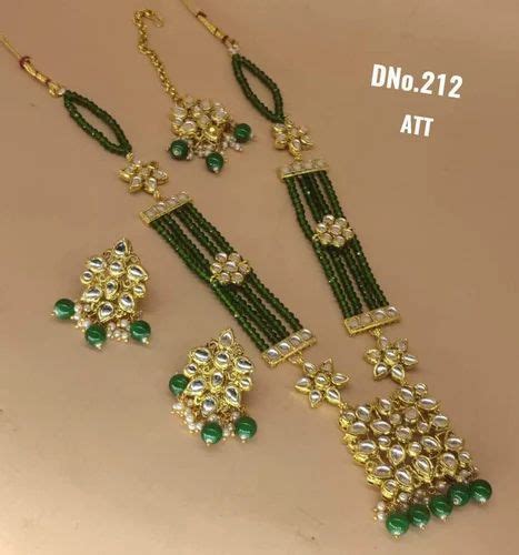 Zevar I Kundan Studded Pearl Beaded Long Necklace Set At Rs