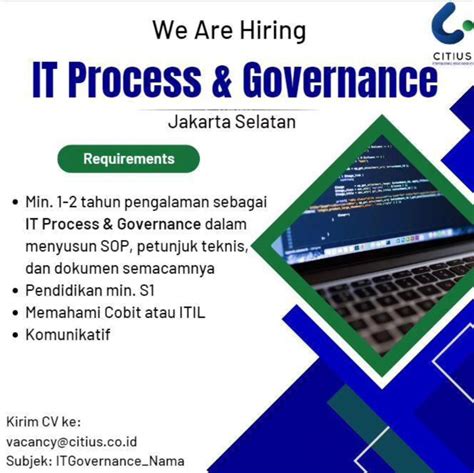 Lowongan Kerja It Process Governance Di Citius Nugasin