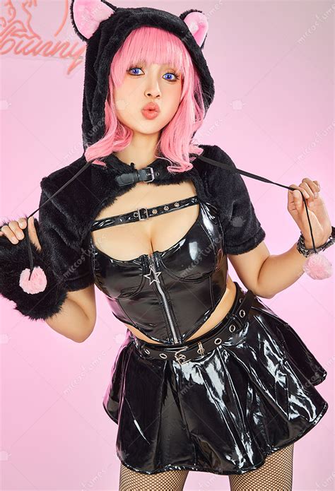 Black Cat Style Plush Top And Skirt Sexy Lingerie Set Top Quality Lingerie For Sale