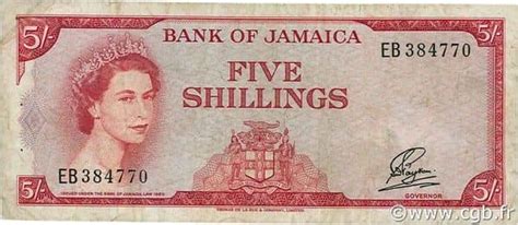 Banknote 5 Shillings Elizabeth II of Jamaica | Foronum