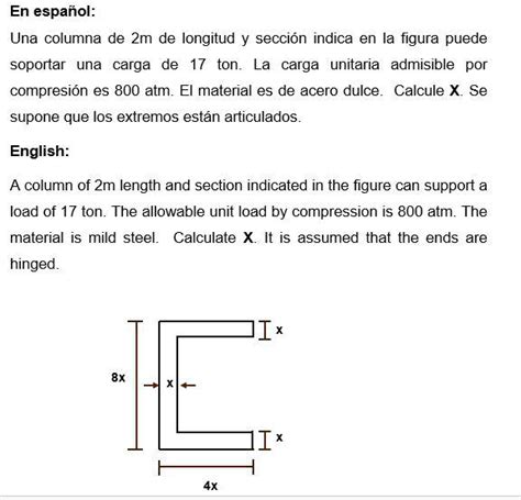 Solved Step By Step Please En EspaÃ±ol Una Columna De 2m De Longitud Y SecciÃ³n Indicada En La