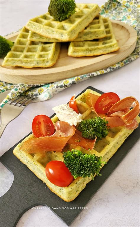 Gaufres brocolis parmesan et cacahuètes de Dans vos assiettes et ses