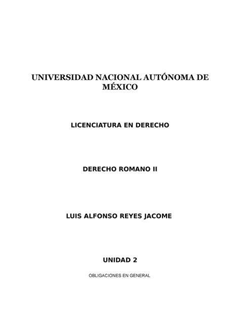 Reyesl A U Dr Derecho Romano Unidad Derecho Romano I Unam Studocu