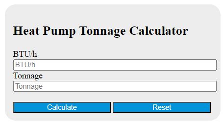 Heat Pump Tonnage Calculator - Calculator Academy