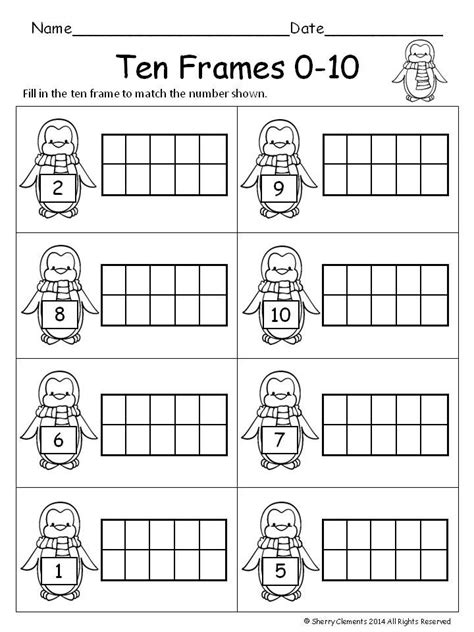 Preschool Ten Frame Worksheets