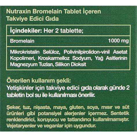 Nutraxin Bromelain Mg Tablet Fiyat Taksit Se Enekleri