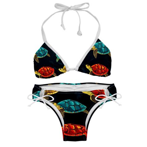 Turtle Seamless Detachable Sponge Adjustable Strap Bikini Set Two Pack Swimsuit Suit Beach Pool